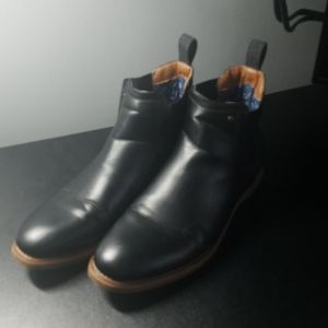 Black faux leather chelsea boots